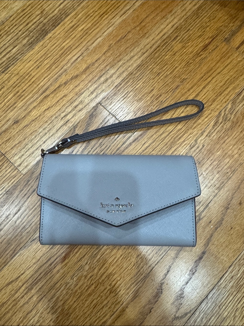 kate spade Gray Saffiano Leather Wristlet Clutch